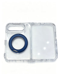 caseease clear rotating ring stand iPhone Duo case - Navy Blue, product photo