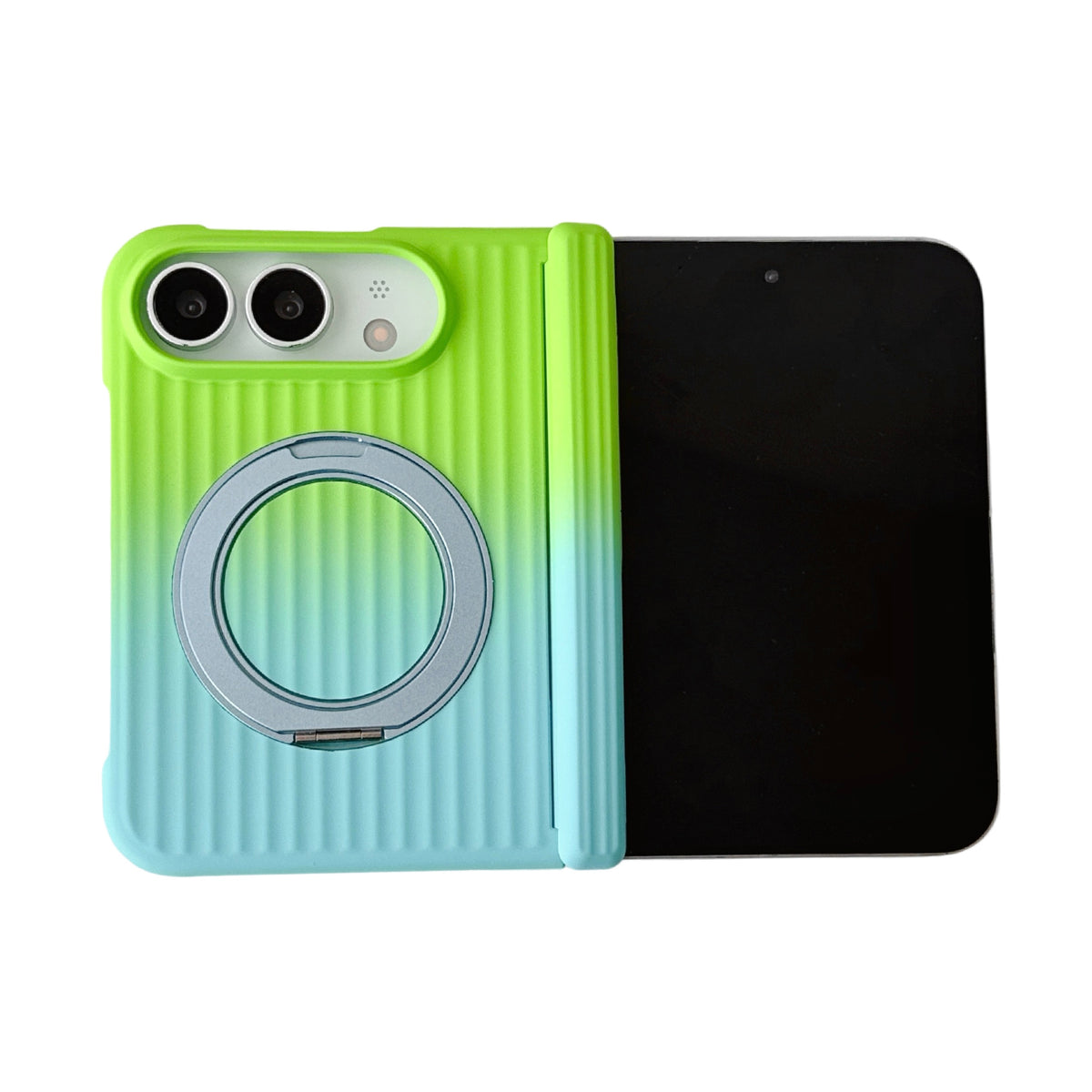 caseease ribbed two-tone ring stand iPhone Duo case, product photo