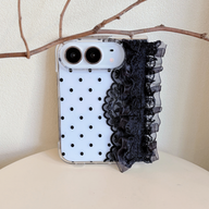caseease lace polka dot iPhone Duo case - Black, product photo