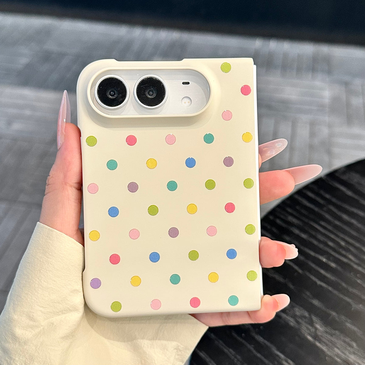 caseease colorful hearts and dots iPhone Duo case, product photo