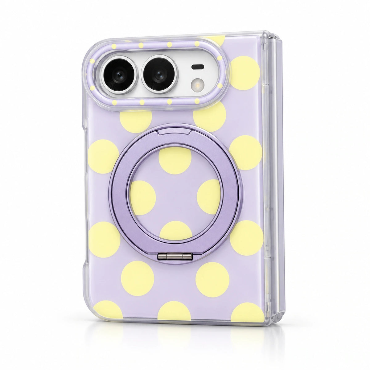 caseease polka dot ring stand iPhone Duo case - Purple - Yellow Dots