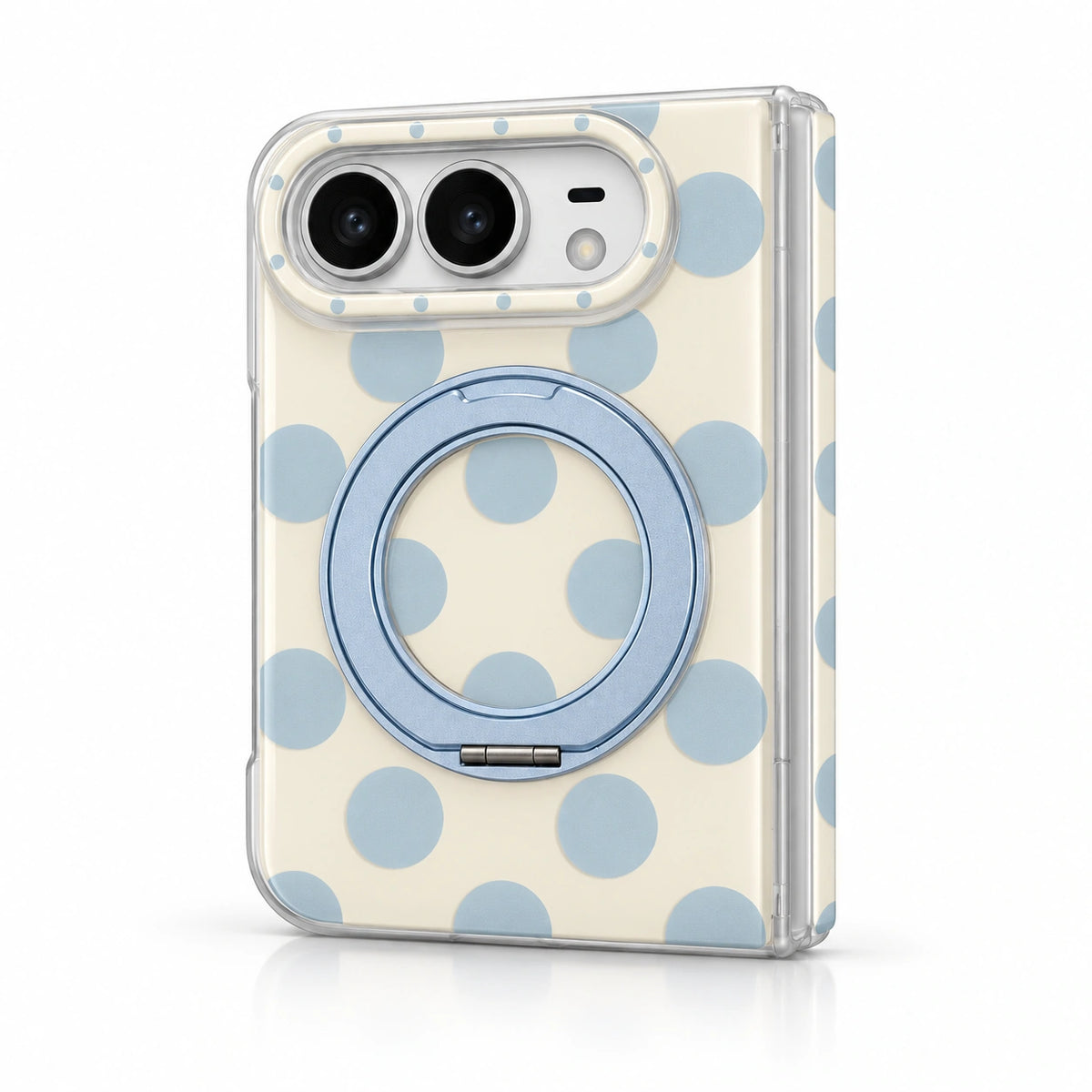 caseease polka dot ring stand iPhone Duo case - White - Blue Dots