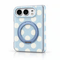 caseease polka dot ring stand iPhone Duo case - Blue - White Dots