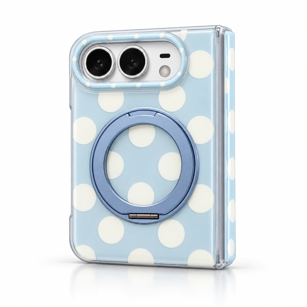 caseease polka dot ring stand iPhone Duo case - Blue - White Dots