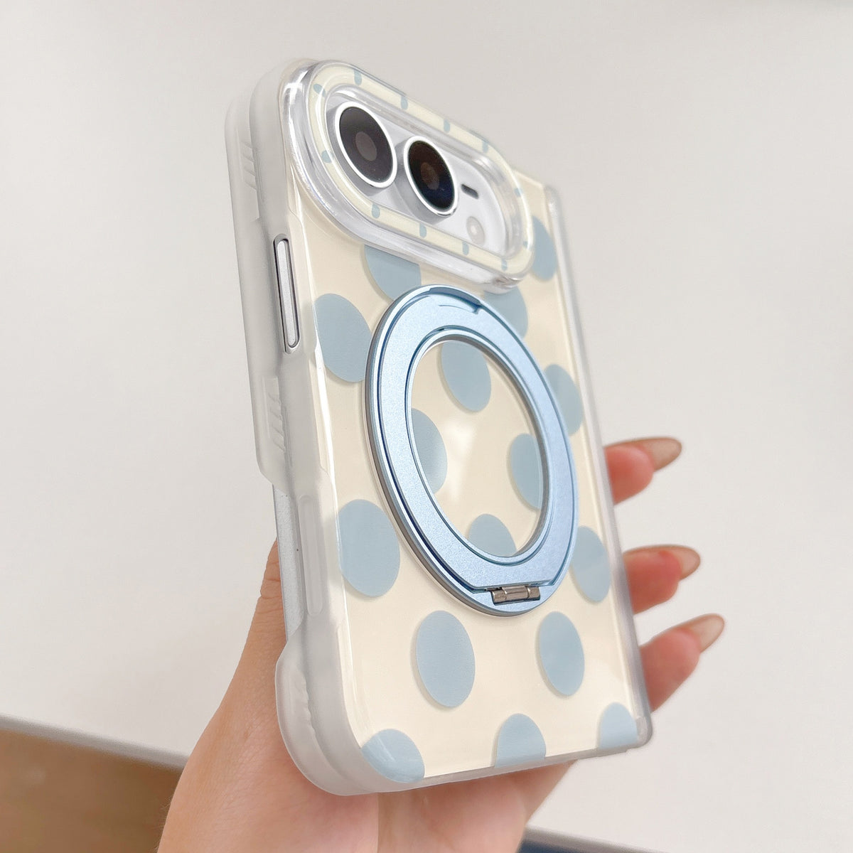 caseease polka dot ring stand iPhone Duo case, product photo