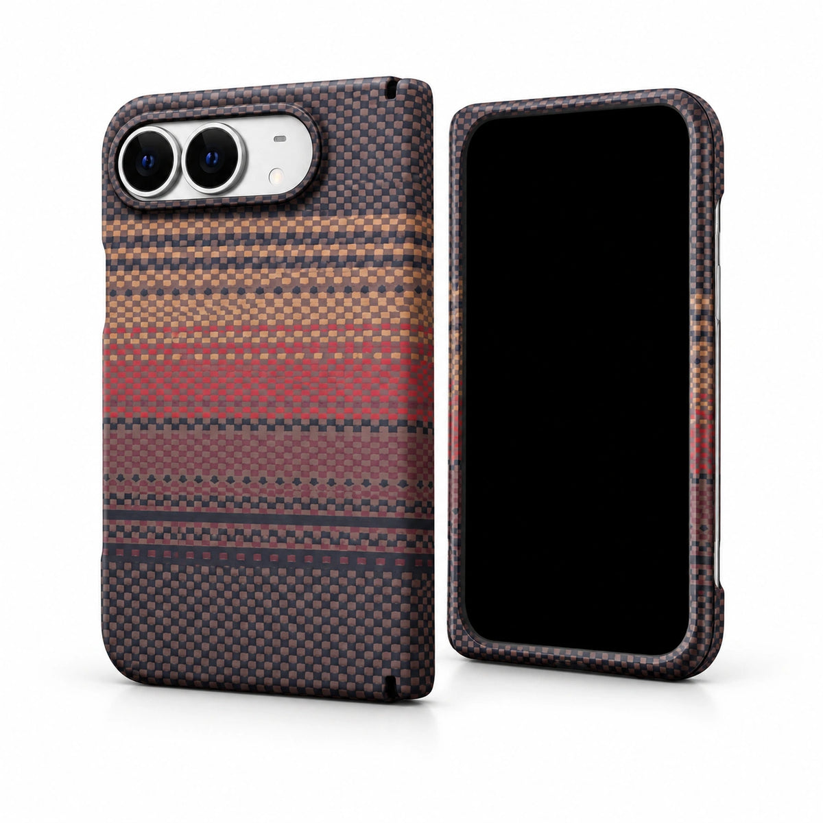 caseease carbon-texture iPhone Duo case with frame - Brown - Screen Protector Frame