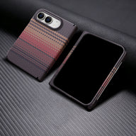 caseease carbon-texture iPhone Duo case with frame - Brown, product photo