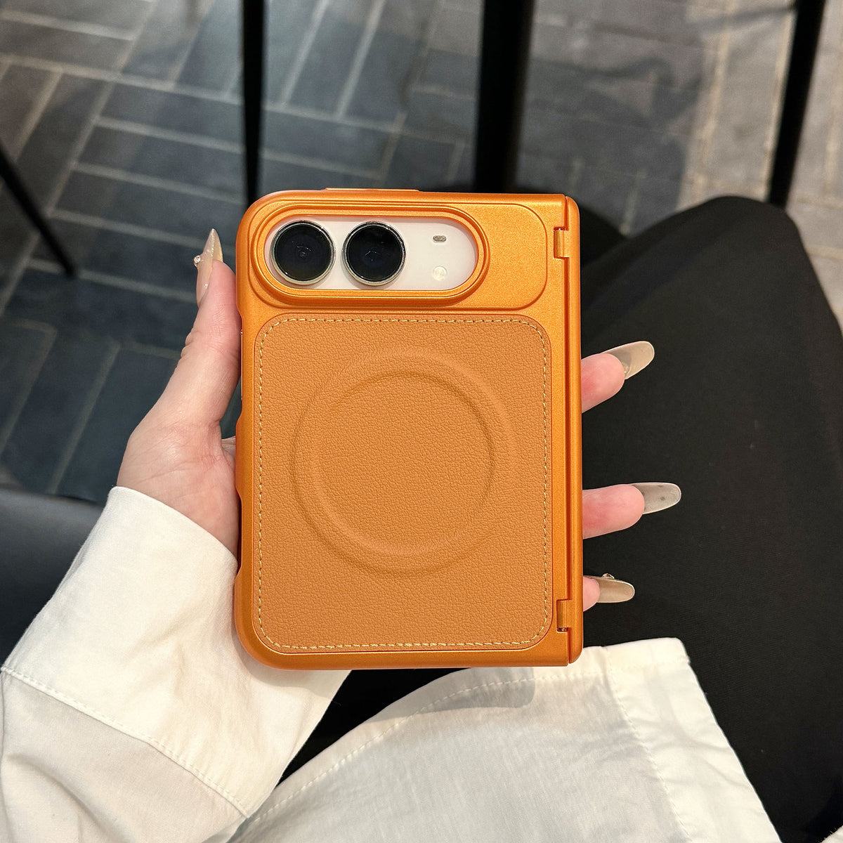 caseease leather-texture iPhone Duo case, product photo