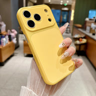 Butter yellow faux leather color block iPhone case lifestyle photo
