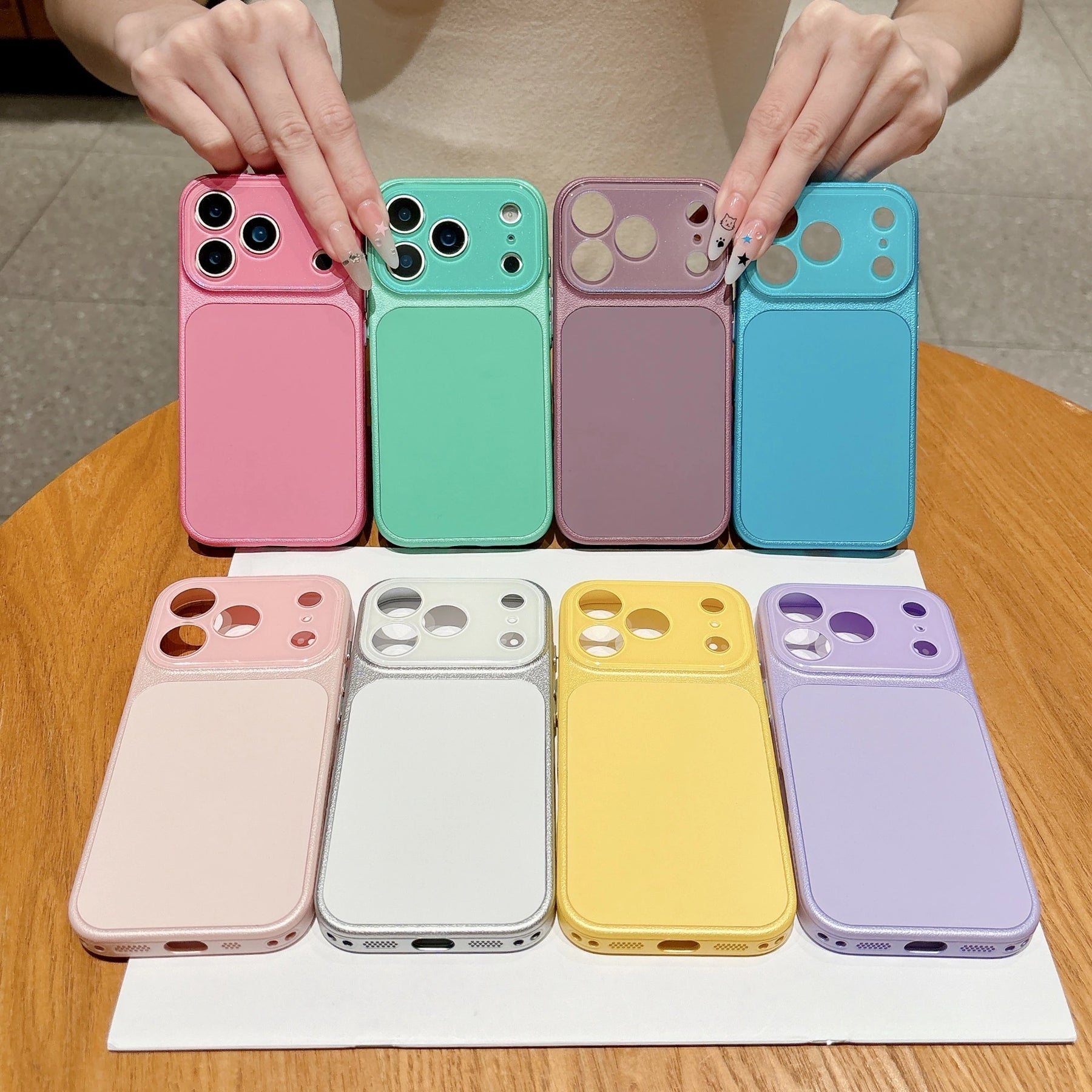 Faux leather color block iPhone case full color collection