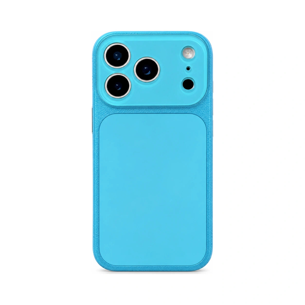 Aqua Blue faux leather color block iPhone case white background