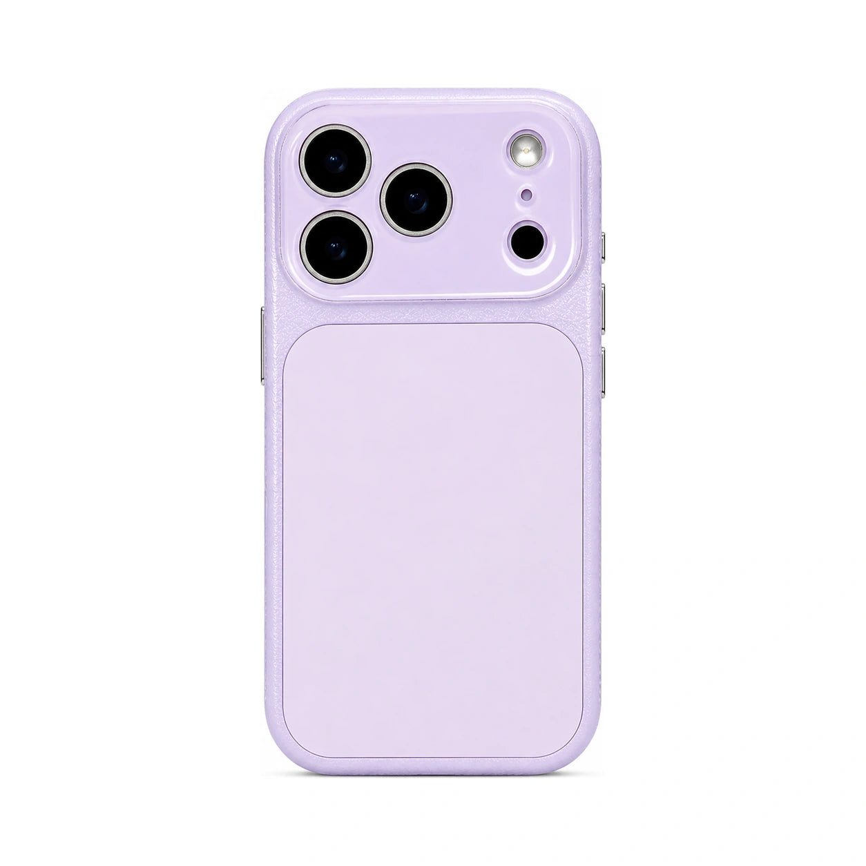 Lavender faux leather color block iPhone case white background