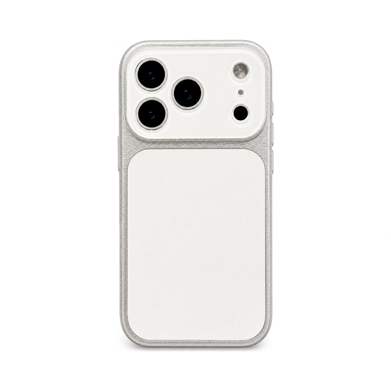 Pearl White faux leather color block iPhone case white background