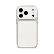 Pearl White faux leather color block iPhone case white background