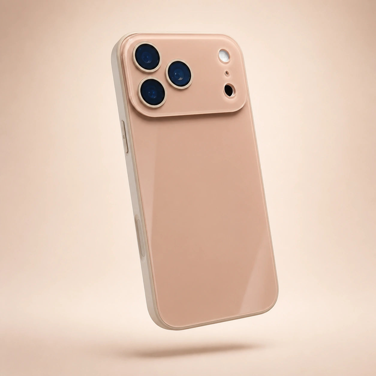Mocha Beige luxury crystal gloss iPhone case with camera lens protection