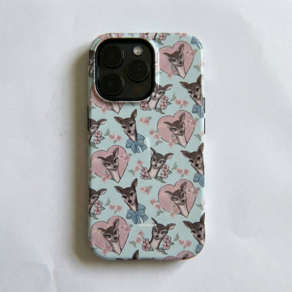 Charming Chihuahua Heart Pattern Phone Case