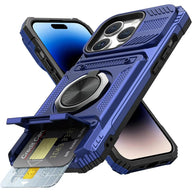 iPhone wallet case with two-card holder and rotating ring stand — view 9