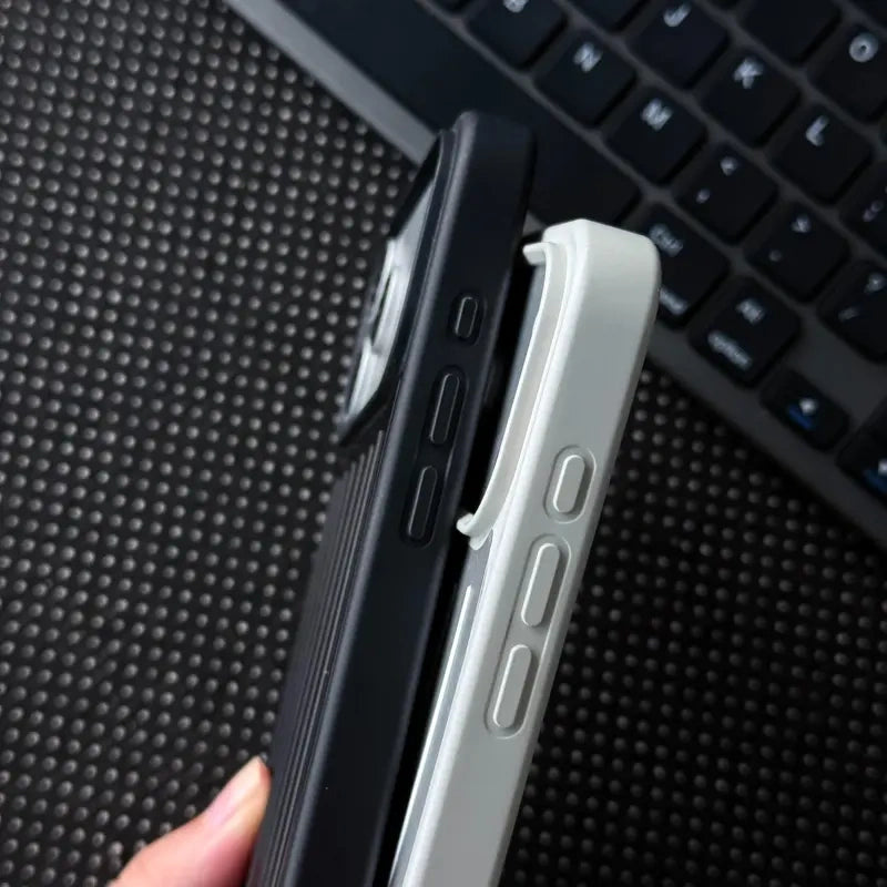 CaseEase Metal-Look Ribbed Shockproof iPhone Case - product photo 3