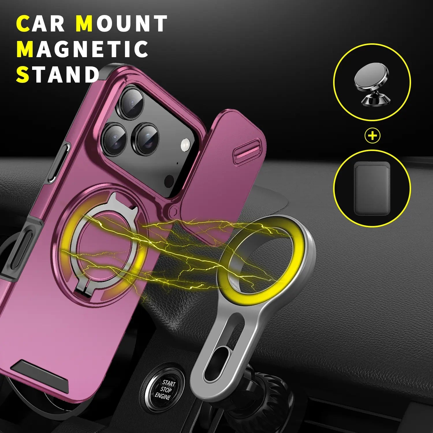 Heavy-duty iPhone case with sliding camera cover and ring stand — view 4