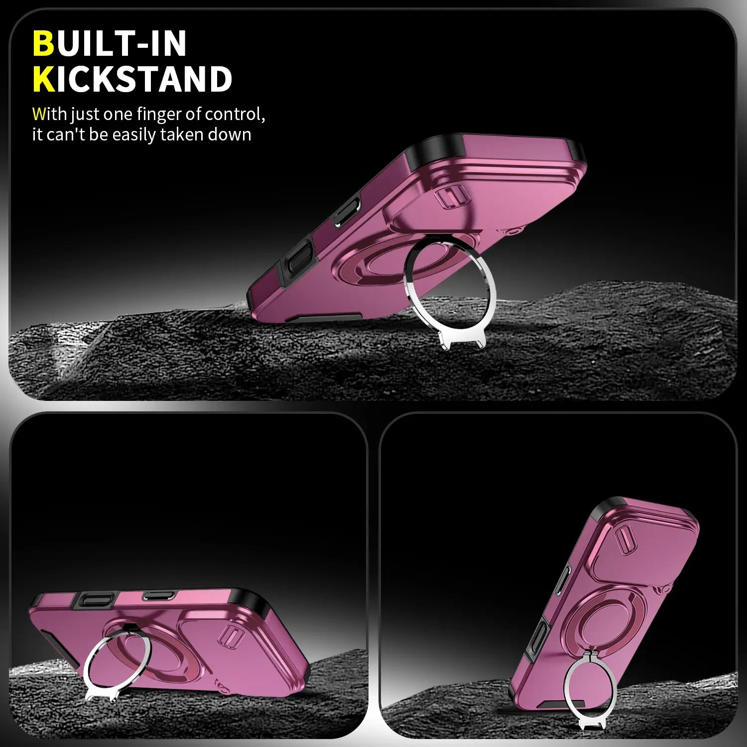 Heavy-duty iPhone case with sliding camera cover and ring stand — view 5