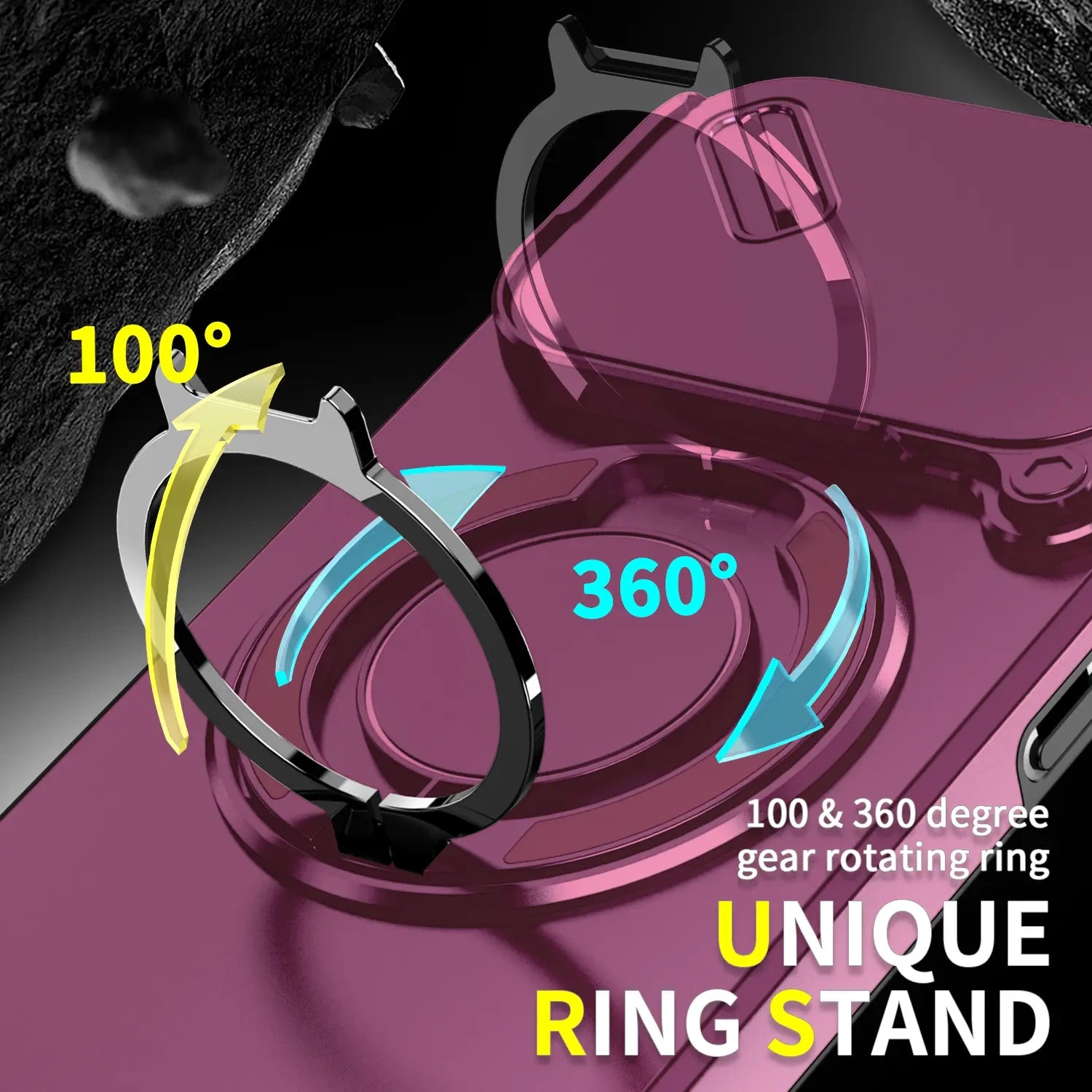 Heavy-duty iPhone case with sliding camera cover and ring stand — view 6