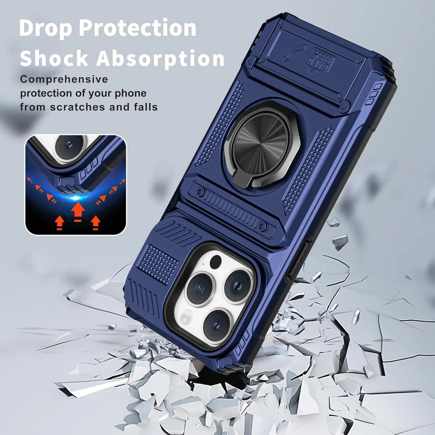iPhone wallet case with two-card holder and rotating ring stand — view 6