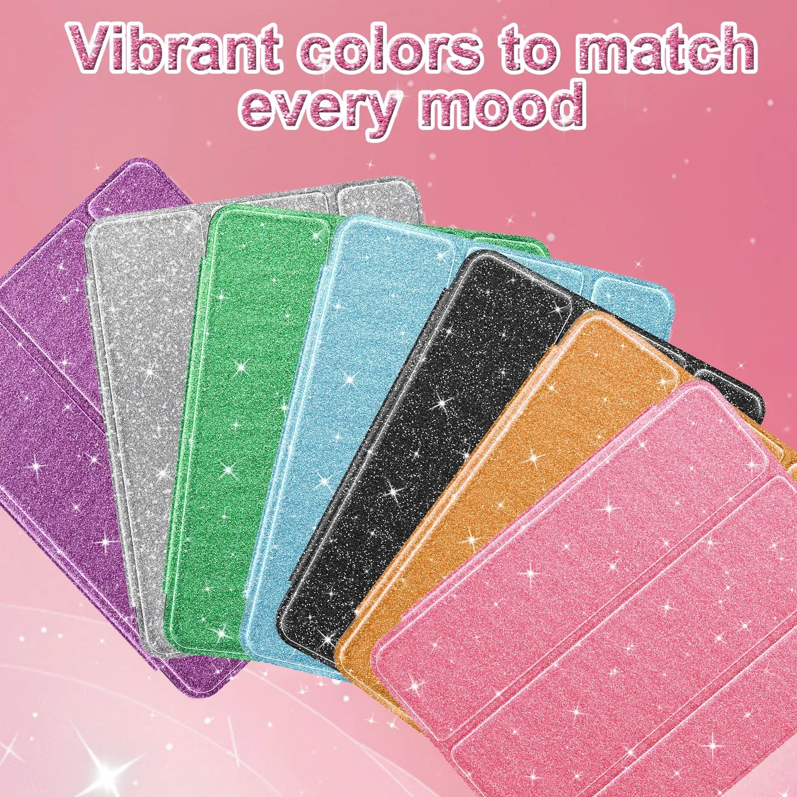 INFILAND Compatible with iPad Case, Glitter Cover with Sparkly Clear Back, Pencil Holder, for Kids Girls Computer Tablet Casing Protection Protective (main image)