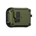 For AirPods 1/2/3/4 & AirPods Pro 1/2/3 Gen Case, Secure Lock Auto Pop-Up Lid Military Grade Shockproof Hard Shell Protective Cover, Full Body Drop Protection Armor Earphone Case with Visible LED & USB-C/Lightning Compatibility - Color Army Green (variant image)