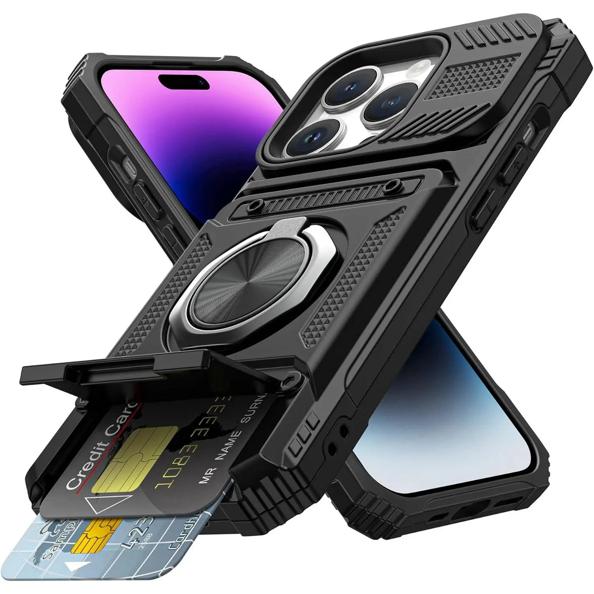 iPhone wallet case with card holder in Black