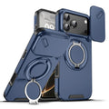 Heavy-duty iPhone case with sliding camera cover in Blue