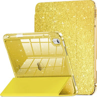 INFILAND Compatible with iPad Case, Glitter Cover with Sparkly Clear Back, Pencil Holder, for Kids Girls Computer Tablet Casing Protection Protective - Color Golden Yellow (variant image)