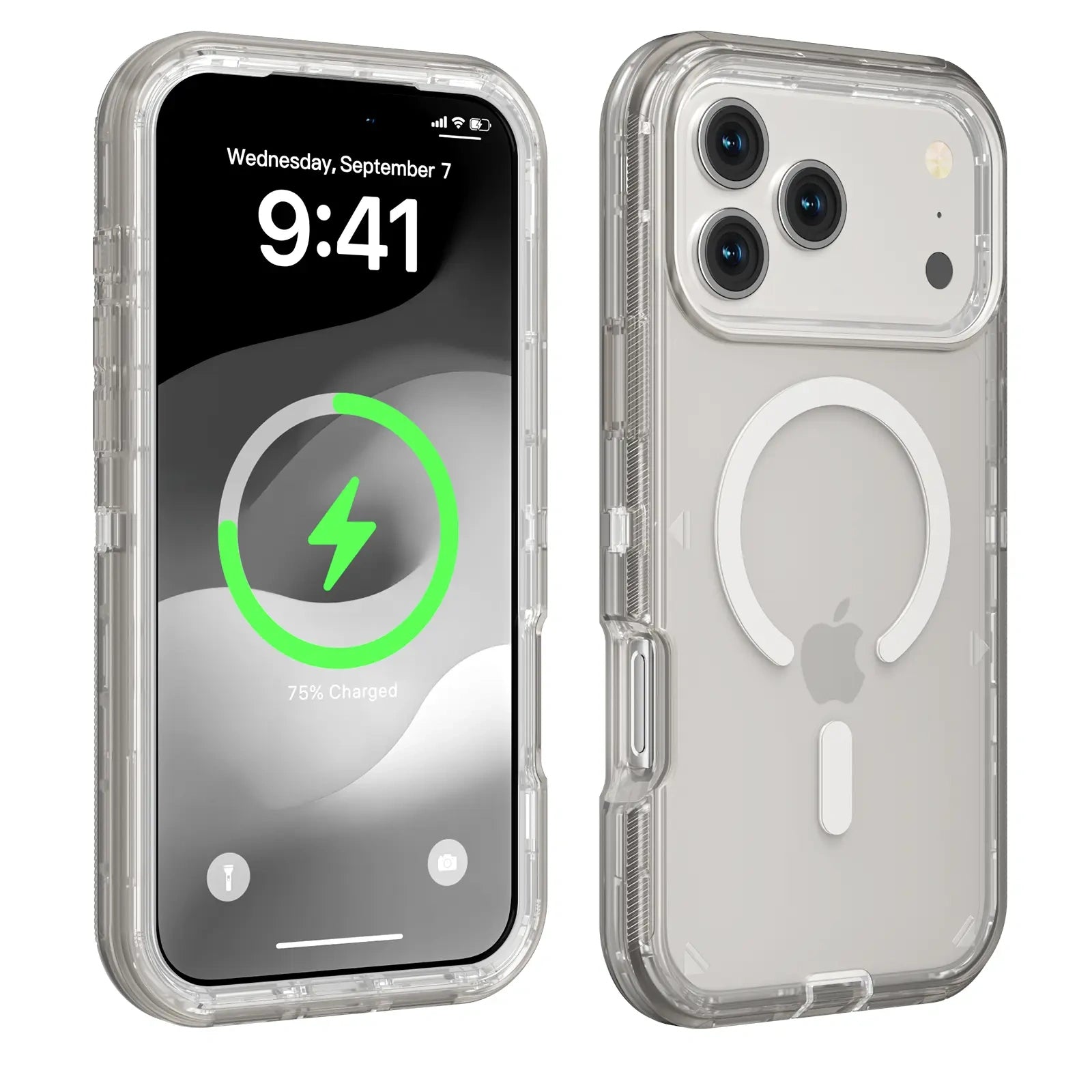 3-in-1 Transparent Phone case for iPhone 17 Pro Max 17 Air 16 15 14 13 Pro Max,Compatible with MagSafe, Durable Dual Layer Transparent Magnetic Phone Cases, Heavy Duty Shockproof and Anti-Drop Protective Cover - Color Gray (variant image)