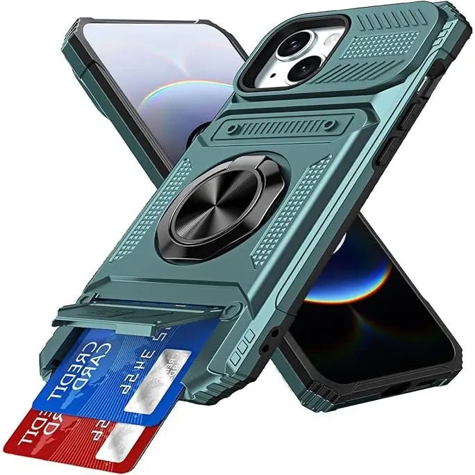 iPhone wallet case with card holder in Green