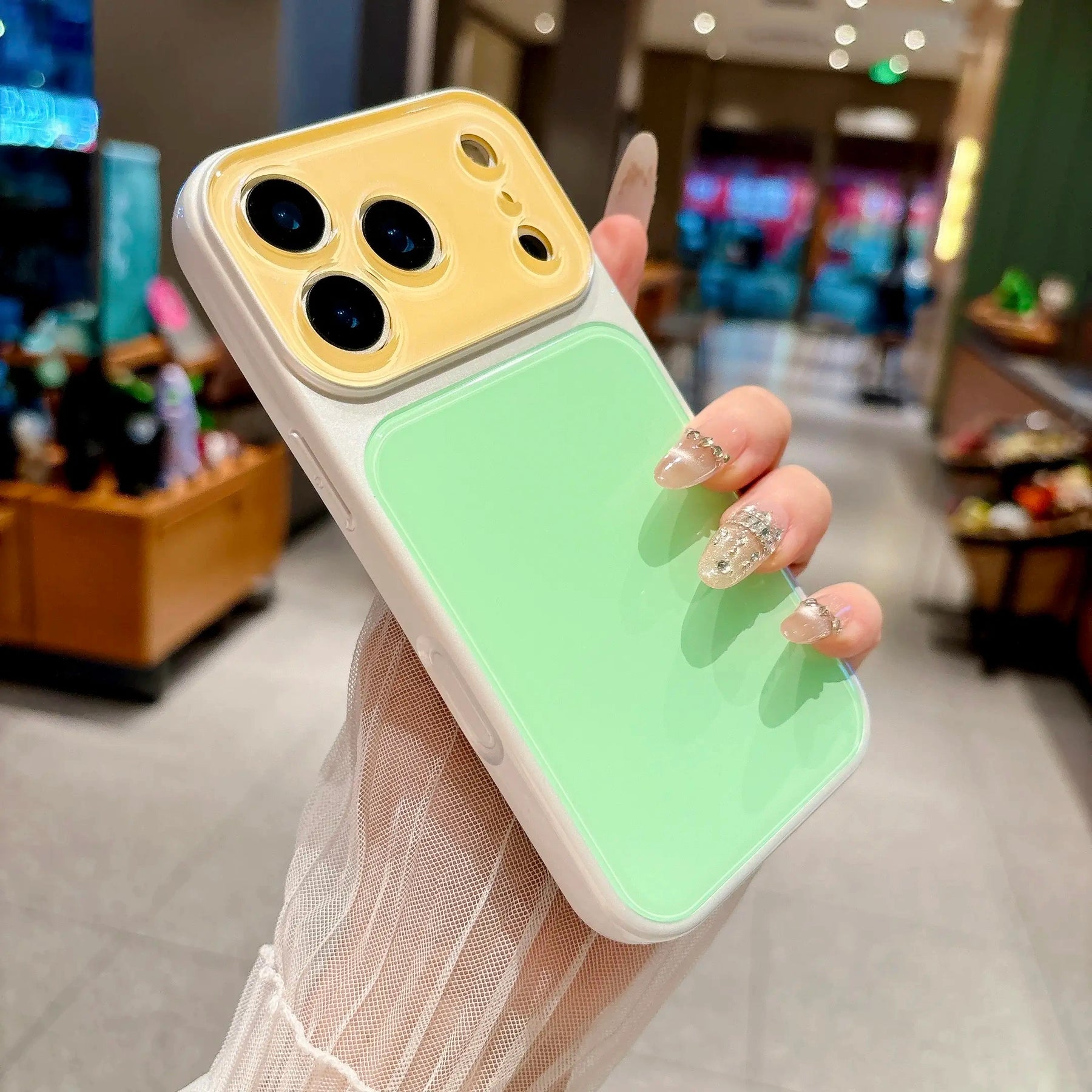 # summervibedopamine Contrast Color Suitable for iPhone 17 16 15 14 13 Pro Max Phone Case Contrast Color Full Lens Protection Compatible with iPhone 17 Pro Max Case  No paint peeling off, anti-fall and wear-resistant  #DealsForYouDays - Color Light green (variant image)