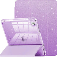 INFILAND Compatible with iPad Case, Glitter Cover with Sparkly Clear Back, Pencil Holder, for Kids Girls Computer Tablet Casing Protection Protective - Color Pale Violet (variant image)