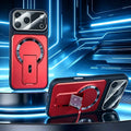 iPhone Camera Lens Protection Case with Invisible Stand in Red