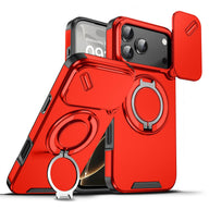Heavy-duty iPhone case with sliding camera cover in Red