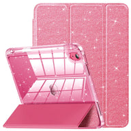 INFILAND Compatible with iPad Case, Glitter Cover with Sparkly Clear Back, Pencil Holder, for Kids Girls Computer Tablet Casing Protection Protective - Color Rose Pink (variant image)