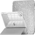 INFILAND Compatible with iPad Case, Glitter Cover with Sparkly Clear Back, Pencil Holder, for Kids Girls Computer Tablet Casing Protection Protective - Color Silver (variant image)