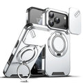 Heavy-duty iPhone case with sliding camera cover in Silver