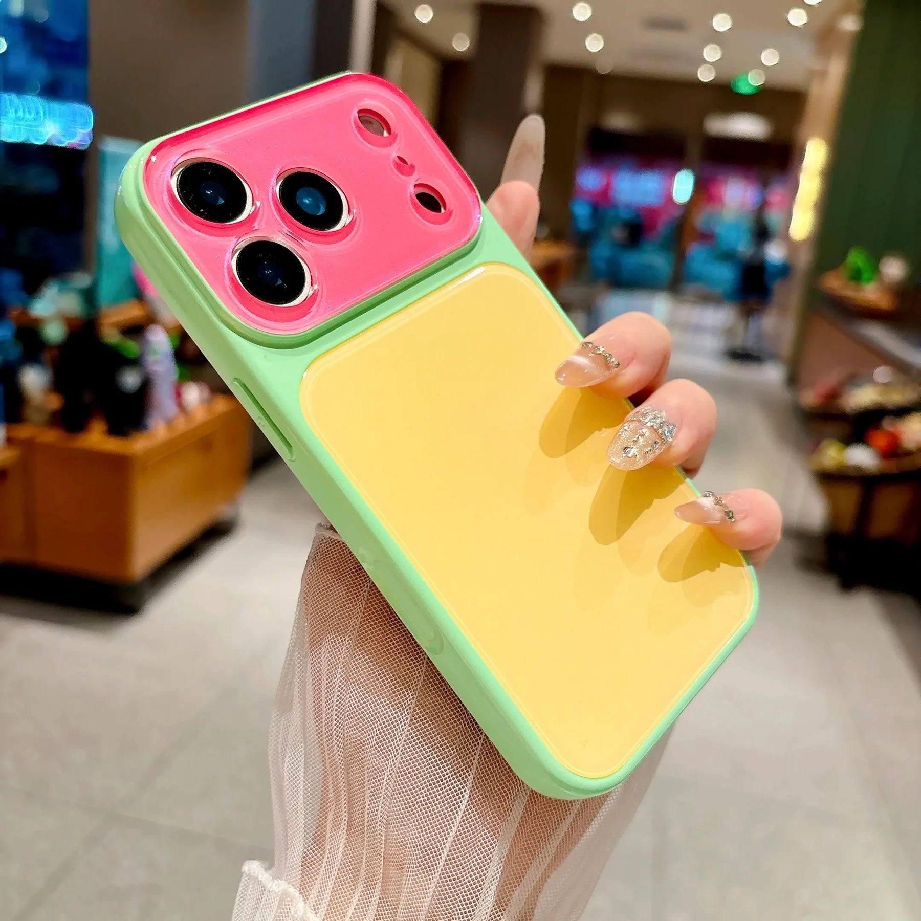 # summervibedopamine Contrast Color Suitable for iPhone 17 16 15 14 13 Pro Max Phone Case Contrast Color Full Lens Protection Compatible with iPhone 17 Pro Max Case  No paint peeling off, anti-fall and wear-resistant  #DealsForYouDays - Color Yellow (variant image)