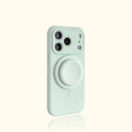 Magnetic Stand Liquid Silicone Full Coverage Phone Case with AI Capture Button, Compatible with iPhone 13 to iPhone 18 Pro Max--3994 - Size Grass Green + Stand (variant image)