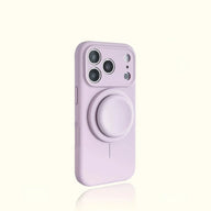 Magnetic Stand Liquid Silicone Full Coverage Phone Case with AI Capture Button, Compatible with iPhone 13 to iPhone 18 Pro Max--3994 - Size Morandi Purple + Stand (variant image)